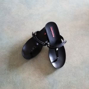 NWT Prada T-Strap Sandal Black Sz 36.5